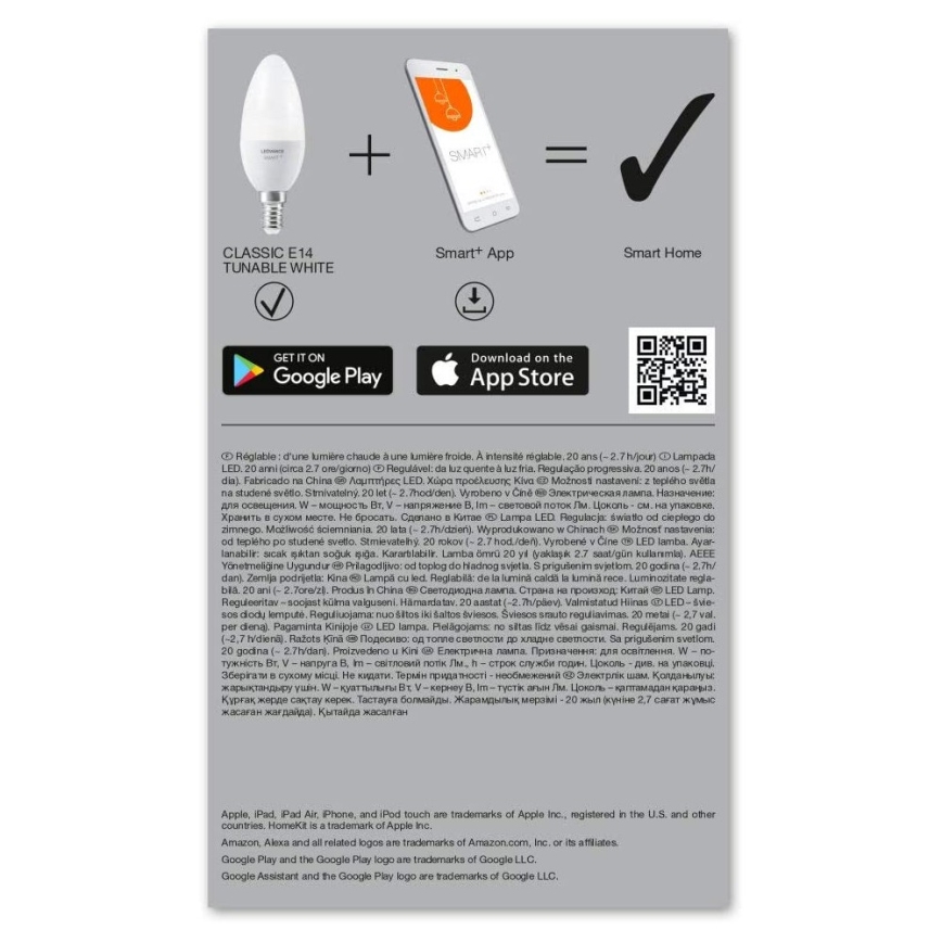 LED Zatemnitvena žarnica SMART+ E14/5W/230V 2700K-6500K Wi-Fi - Ledvance