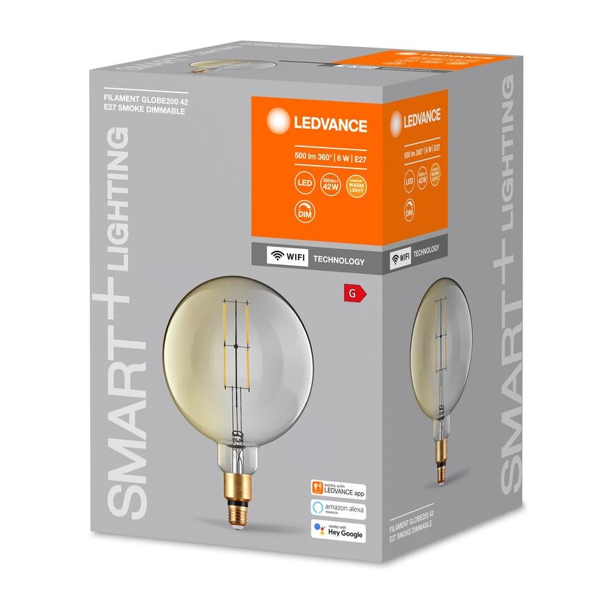 LED Zatemnitvena žarnica SMART+ GLOBE G200 E27/6W/230V 2500K Wi-Fi - Ledvance