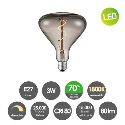 LED Zatemnitvena žarnica VINTAGE EDISON E27/3W/230V 1800K