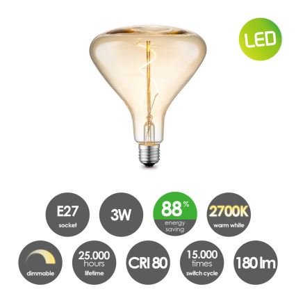 LED Zatemnitvena žarnica VINTAGE EDISON E27/3W/230V 2700K