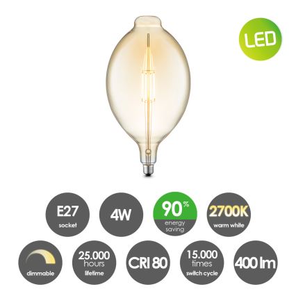 LED Zatemnitvena žarnica VINTAGE EDISON E27/4W/230V 2700K