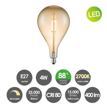 LED Zatemnitvena žarnica VINTAGE EDISON E27/4W/230V 2700K