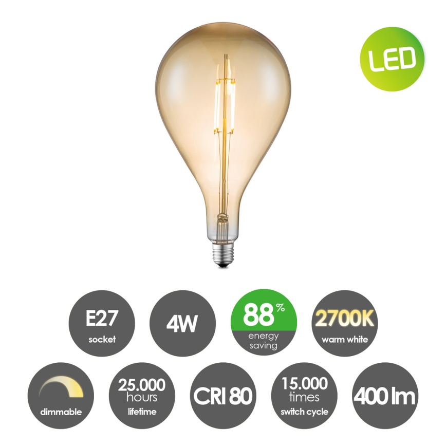 LED Zatemnitvena žarnica VINTAGE EDISON E27/4W/230V 2700K