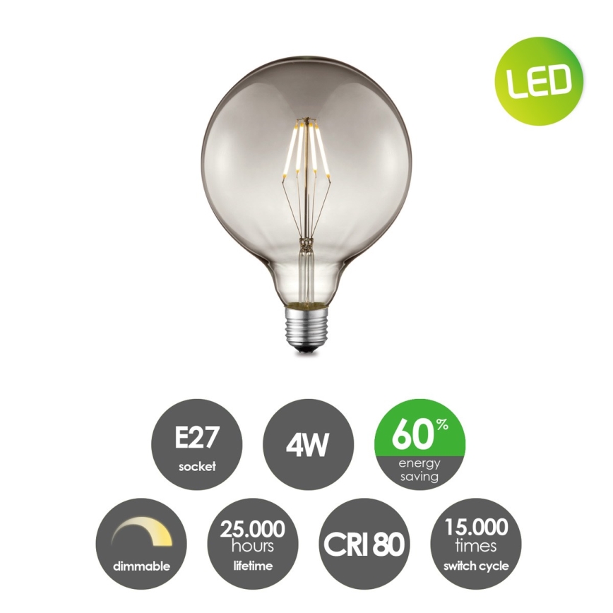 LED Zatemnitvena žarnica VINTAGE EDISON G125 E27/4W/230V 2700K