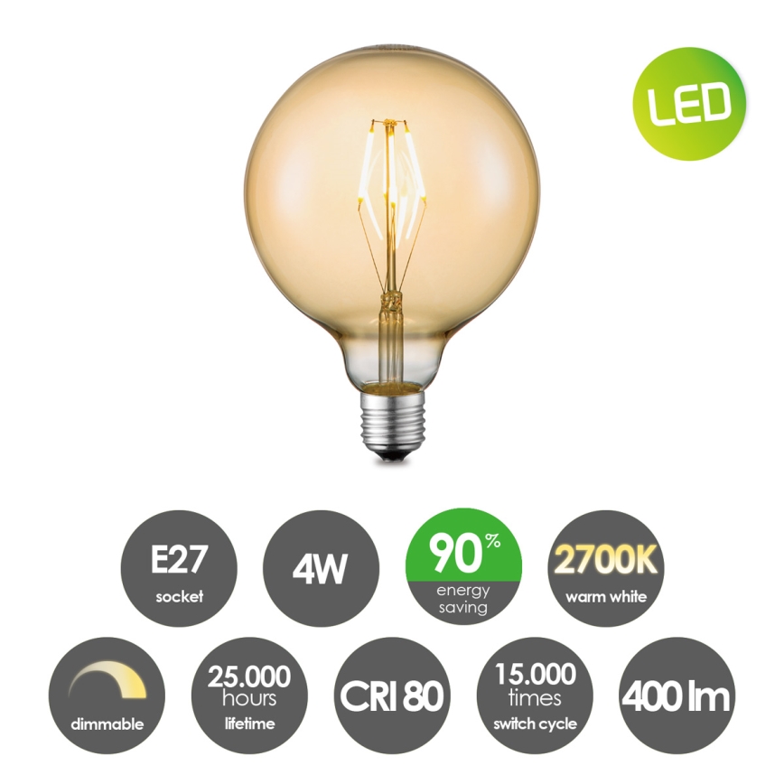 LED Zatemnitvena žarnica VINTAGE EDISON G125 E27/4W/230V 2700K
