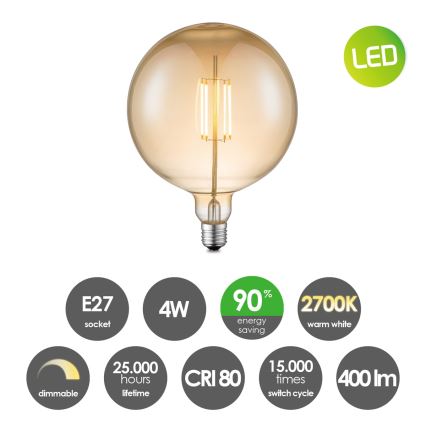 LED Zatemnitvena žarnica VINTAGE EDISON G180 E27/4W/230V 2700K