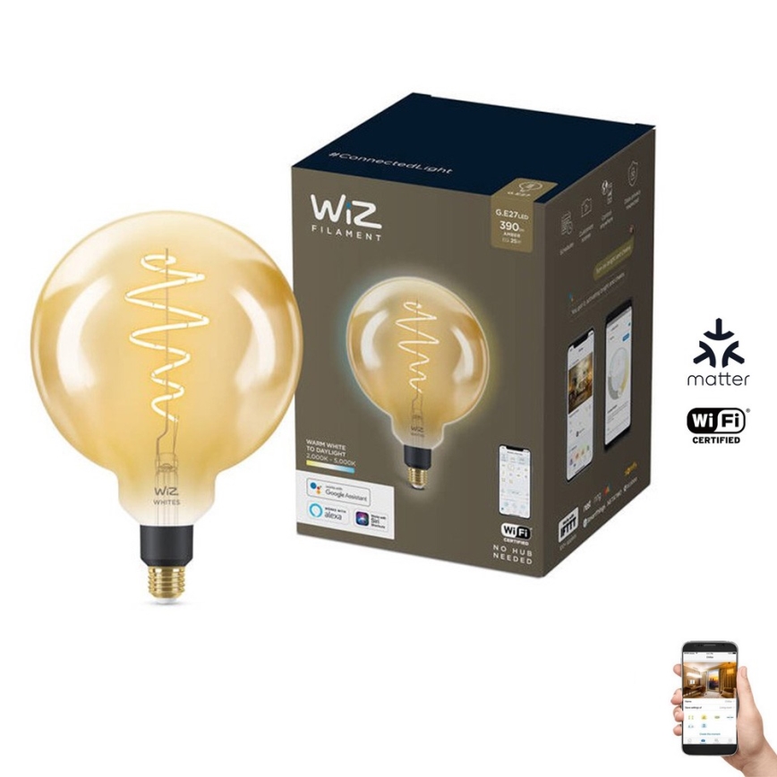 LED Zatemnitvena žarnica VINTAGE FILAMENT G200 E27/6W/230V 2000-5000K CRI 90 Wi-Fi - WiZ