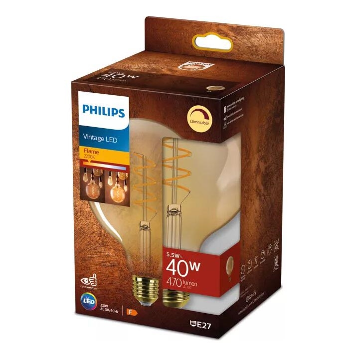 LED Zatemnitvena žarnica VINTAGE Philips G125 E27/5,5W/230V 2200K