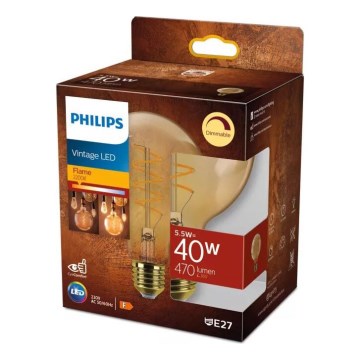 LED Zatemnitvena žarnica VINTAGE Philips G95 E27/5,5W/230V 2200K