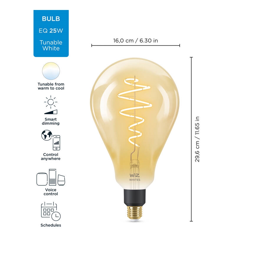LED Zatemnitvena žarnica VINTAGE FILAMENT PS160 E27/6,5W/230V 2000-5000K CRI 90 Wi-Fi -WiZ