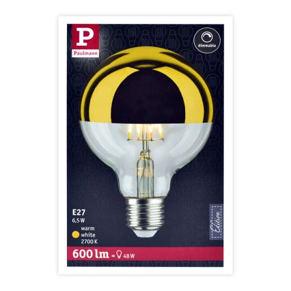 LED Zatemnitvena žarnica z zrcalnim sferičnim pokrovom GLOBE G95 E27/6,5W/230V 2700K zlata - Paulmann 28675