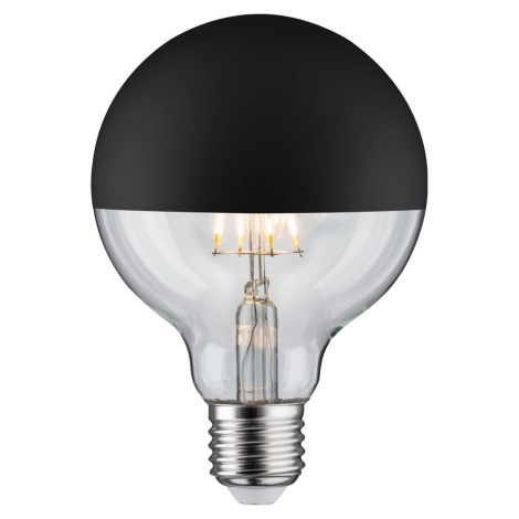 LED Zatemnitvena žarnica z zrcalnim sferičnim pokrovom GLOBE G95 E27/6,5W/230V 2700K črna - Paulmann 28676