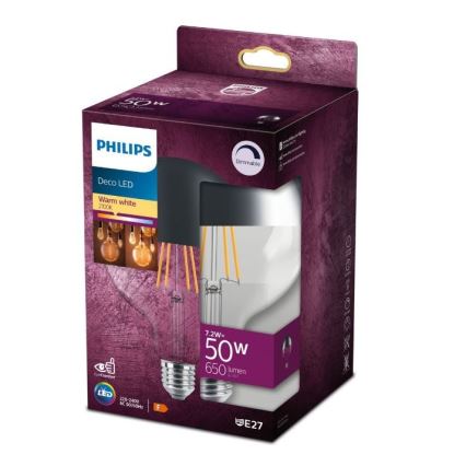LED Zatemnitvena žarnica z zrcalnim sferičnim pokrovom DECO Philips G125 E27/7,2W/230V 2700K