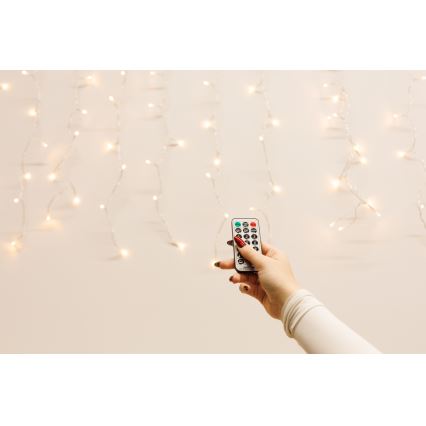 LED Zatemnitven zunanji Božična zavesa CURTAIN 360xLED/8,4W/230V 2x2 m IP44 topla bela + Daljinski upravljalnik