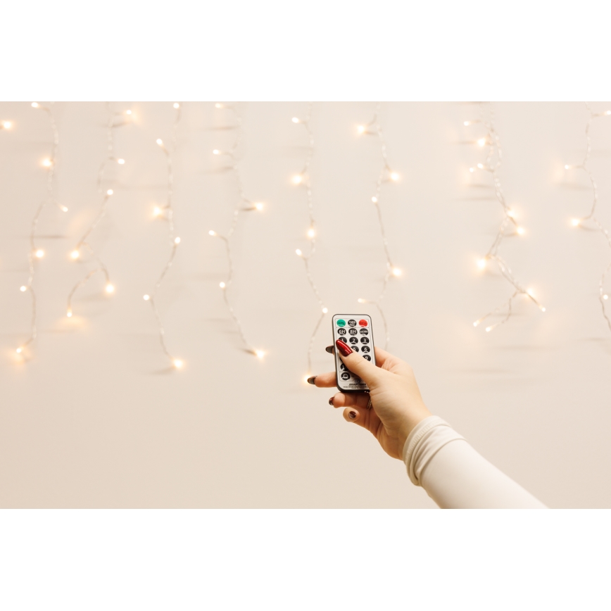 LED Zatemnitven zunanji Božična zavesa CURTAIN 360xLED/8,4W/230V 2x2 m IP44 topla bela + Daljinski upravljalnik