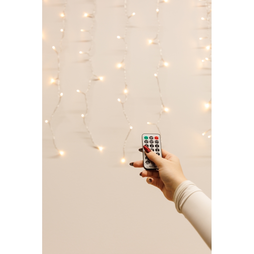 LED Zatemnitven zunanji Božična zavesa CURTAIN 360xLED/8,4W/230V 2x2 m IP44 topla bela + Daljinski upravljalnik
