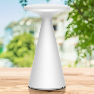 LED Zatemnitvena zunanja namizna svetilka na dotik PAROS LED/1,8W/5V USB 1800 mAh IP44 bela