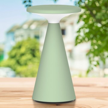 LED Zatemnitvena zunanja namizna svetilka na dotik PAROS LED/1,8W/5V USB 1800 mAh IP44 zelena