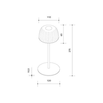 LED Zatemnitvena zunanja polnilna namizna svetilka VIVIEN LED/3W/5V 2700K 1600 mAh IP54 črna