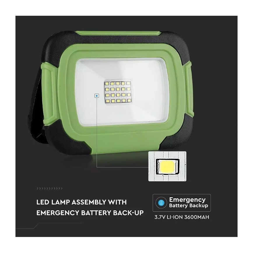 LED Zatemnitveni baterijski reflektor SAMSUNG CHIP + SOS funkcija LED/10W/3,7V/USB IP44 4000K zelen