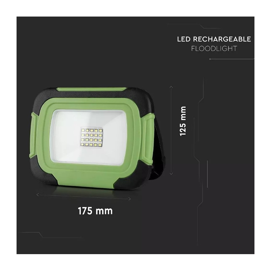 LED Zatemnitveni baterijski reflektor SAMSUNG CHIP + SOS funkcija LED/10W/3,7V/USB IP44 4000K zelen