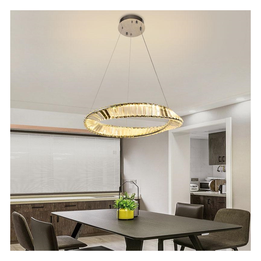 LED Zatemnitveni kristalni lestenec na vrvici LED/40W/230V 3000-6500K + Daljinski upravljalnik