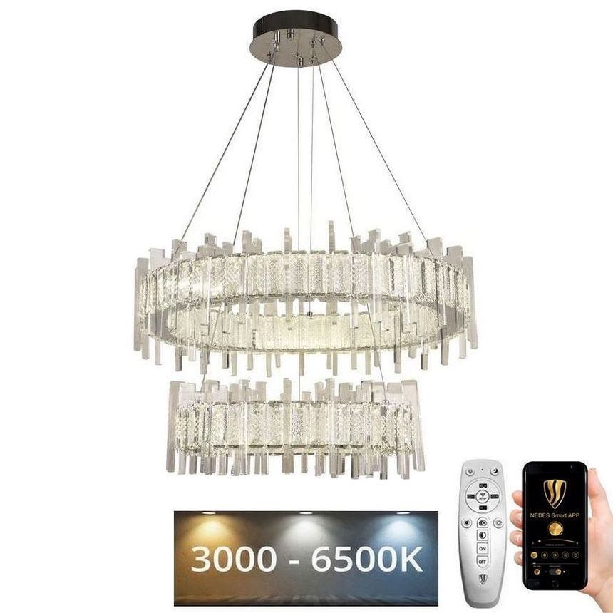 LED Zatemnitveni kristalni lestenec na vrvici LED/65W/230V 3000-6500K + Daljinski upravljalnik