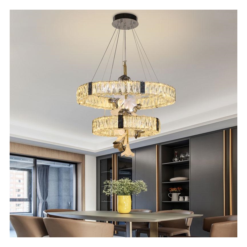 LED Zatemnitveni kristalni lestenec na vrvici LED/70W/230V 3000-6500K + Daljinski upravljalnik