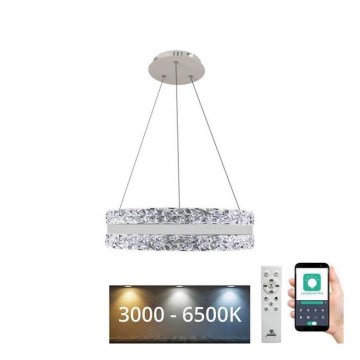 LED Zatemnitveni kristalni lestenec na vrvici LED/80W/230V 3000-6500K bela + Daljinski upravljalnik