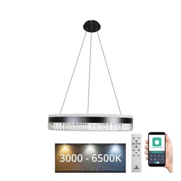 LED Zatemnitveni kristalni lestenec na vrvici LED/80W/230V 3000-6500K črna + Daljinski upravljalnik