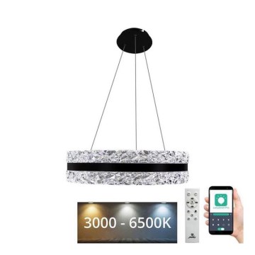 LED Zatemnitveni kristalni lestenec na vrvici LED/80W/230V 3000-6500K črna + Daljinski upravljalnik