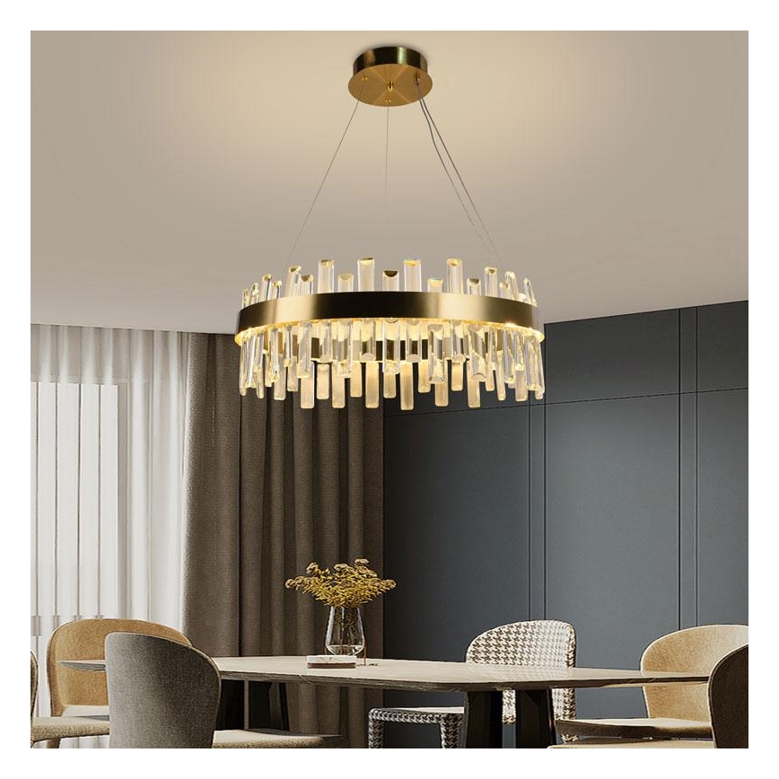 LED Zatemnitveni kristalni lestenec na vrvici LED/80W/230V 3000-6500K + Daljinski upravljalnik