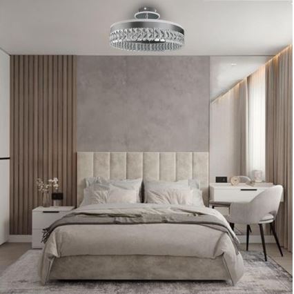 LED Zatemnitveni kristalni lestenec LED/75W/230V 3000-6500K mat krom + Daljinski upravljalnik