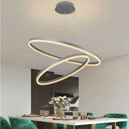 LED Zatemnitveni lestenec na vrvici LED/100W/230V 3000-6500K pr. 80 cm + Daljinski upravljalnik