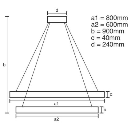 LED Zatemnitveni lestenec na vrvici LED/100W/230V 3000-6500K pr. 80 cm + Daljinski upravljalnik