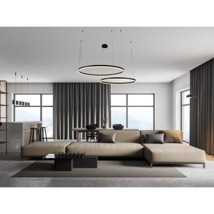 LED Zatemnitveni lestenec na vrvici LED/100W/230V 3000-6500K pr. 80 cm + Daljinski upravljalnik