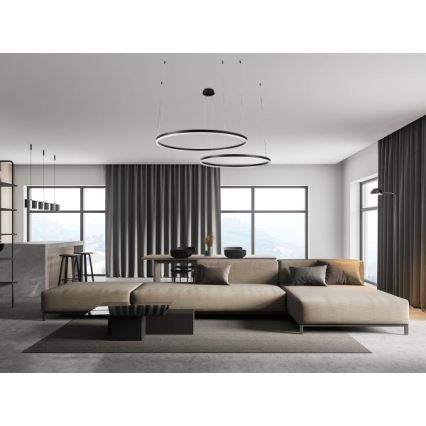 LED Zatemnitveni lestenec na vrvici LED/100W/230V 3000-6500K pr. 80 cm + Daljinski upravljalnik