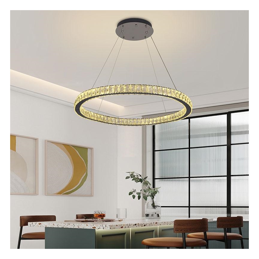 LED Zatemnitveni kristalni lestenec na vrvici LED/100W/230V 3000-6500K srebrna + Daljinski upravljalnik