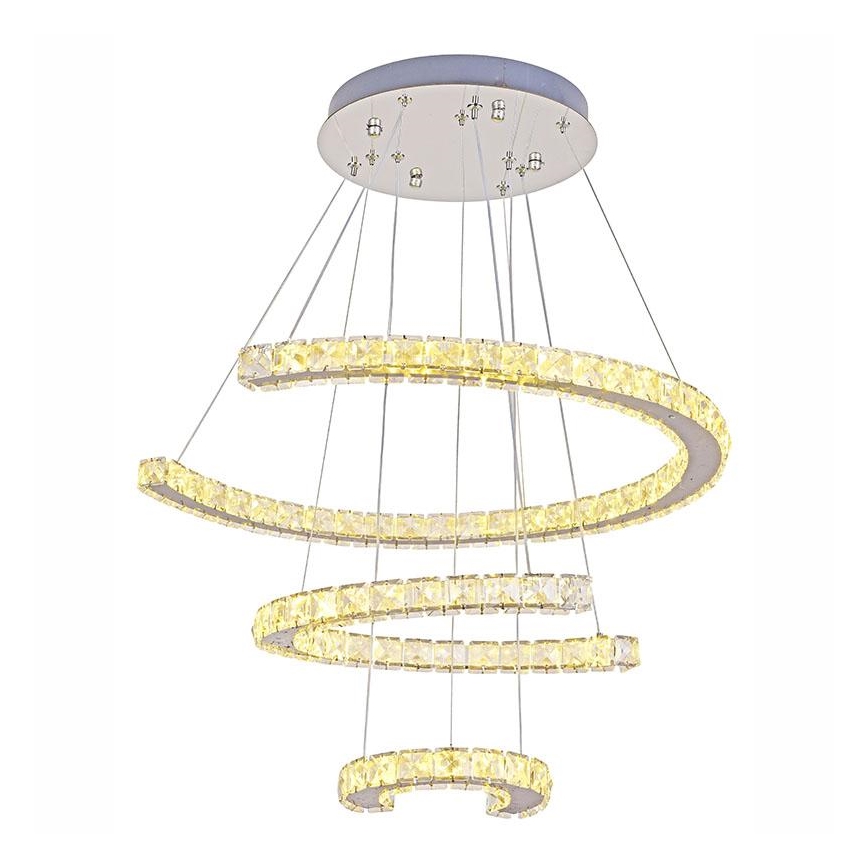 LED Zatemnitveni kristalni lestenec na vrvici LED/100W/230V 3000-6500K srebrna + Daljinski upravljalnik