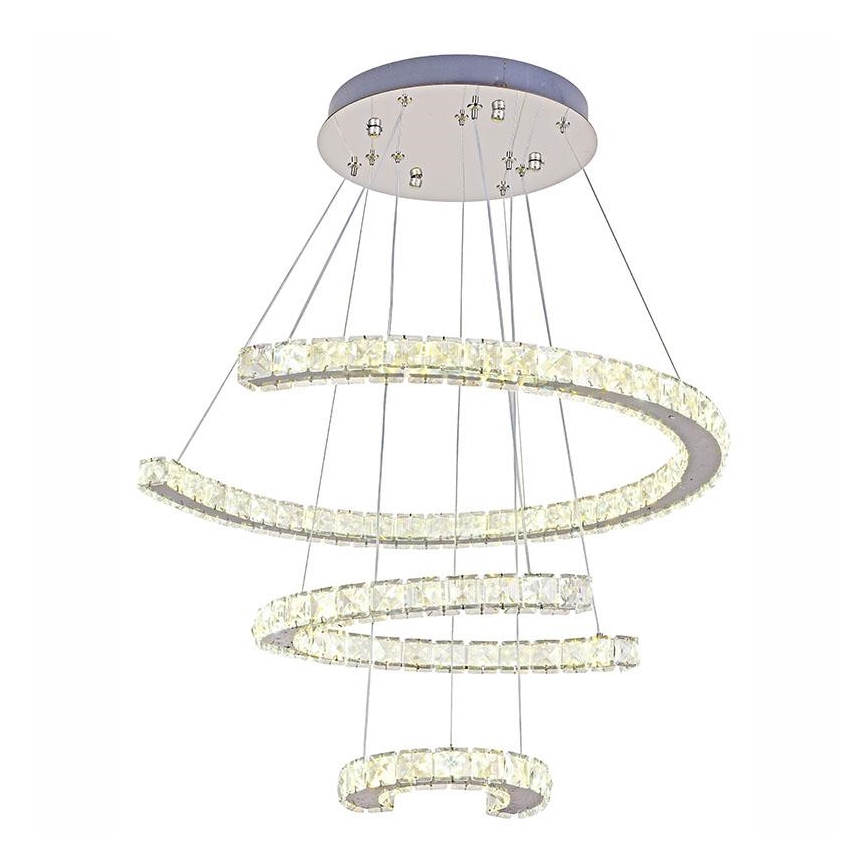LED Zatemnitveni kristalni lestenec na vrvici LED/100W/230V 3000-6500K srebrna + Daljinski upravljalnik