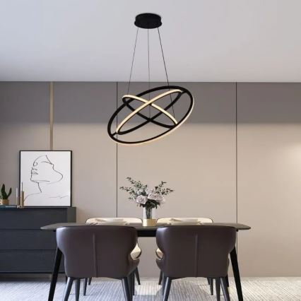 LED Zatemnitveni lestenec na vrvici LED/105W/230V 3000-6500K pr. 60 cm + Daljinski upravljalnik