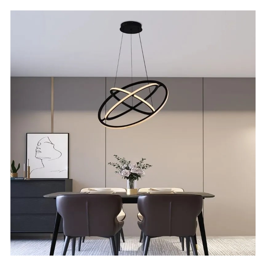 LED Zatemnitveni lestenec na vrvici LED/105W/230V 3000-6500K pr. 60 cm + Daljinski upravljalnik