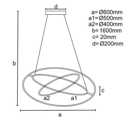 LED Zatemnitveni lestenec na vrvici LED/105W/230V 3000-6500K pr. 60 cm + Daljinski upravljalnik