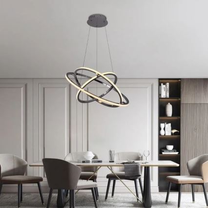 LED Zatemnitveni lestenec na vrvici LED/105W/230V 3000-6500K pr. 60 cm + Daljinski upravljalnik