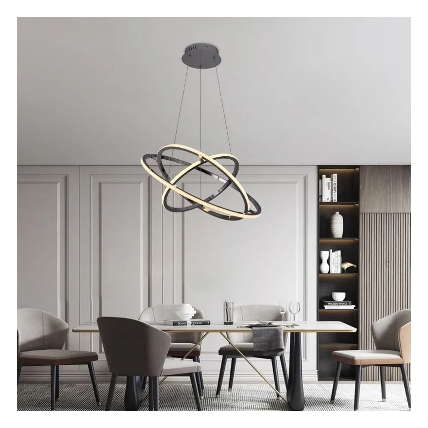 LED Zatemnitveni lestenec na vrvici LED/105W/230V 3000-6500K pr. 60 cm + Daljinski upravljalnik