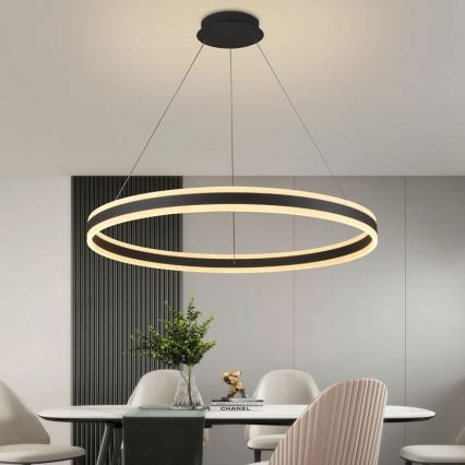 LED Zatemnitveni lestenec na vrvici LED/110W/230V 3000-6500K pr. 80 cm + Daljinski upravljalnik
