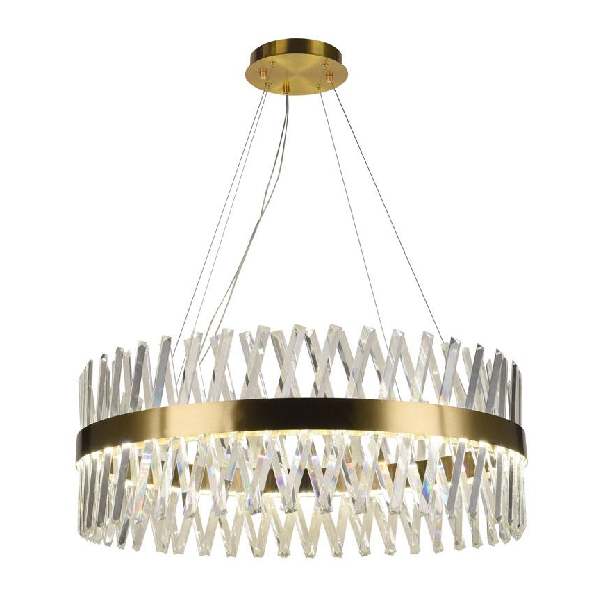 LED Zatemnitveni kristalni lestenec na vrvici LED/110W/230V 3000-6500K zlata + Daljinski upravljalnik
