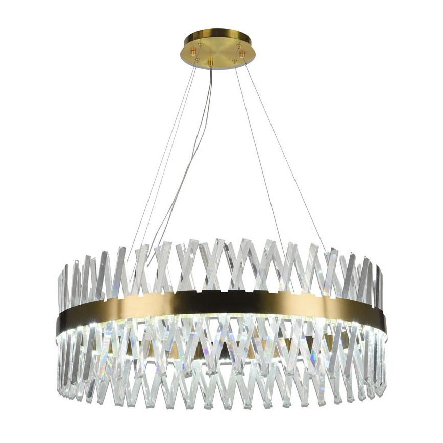 LED Zatemnitveni kristalni lestenec na vrvici LED/110W/230V 3000-6500K zlata + Daljinski upravljalnik