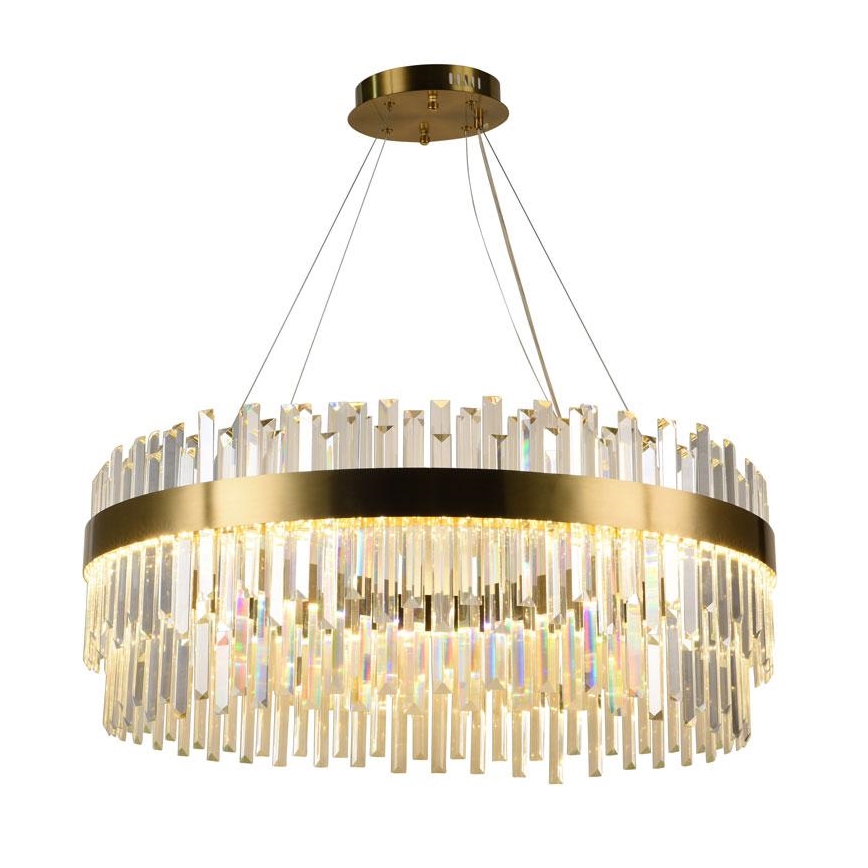 LED Zatemnitveni kristalni lestenec na vrvici LED/110W/230V 3000-6500K zlata + Daljinski upravljalnik