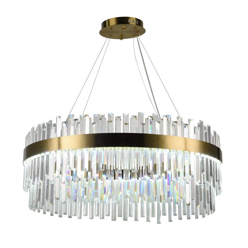 LED Zatemnitveni kristalni lestenec na vrvici LED/110W/230V 3000-6500K zlata + Daljinski upravljalnik
